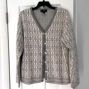 Wool blend cardigan with border design SZ L